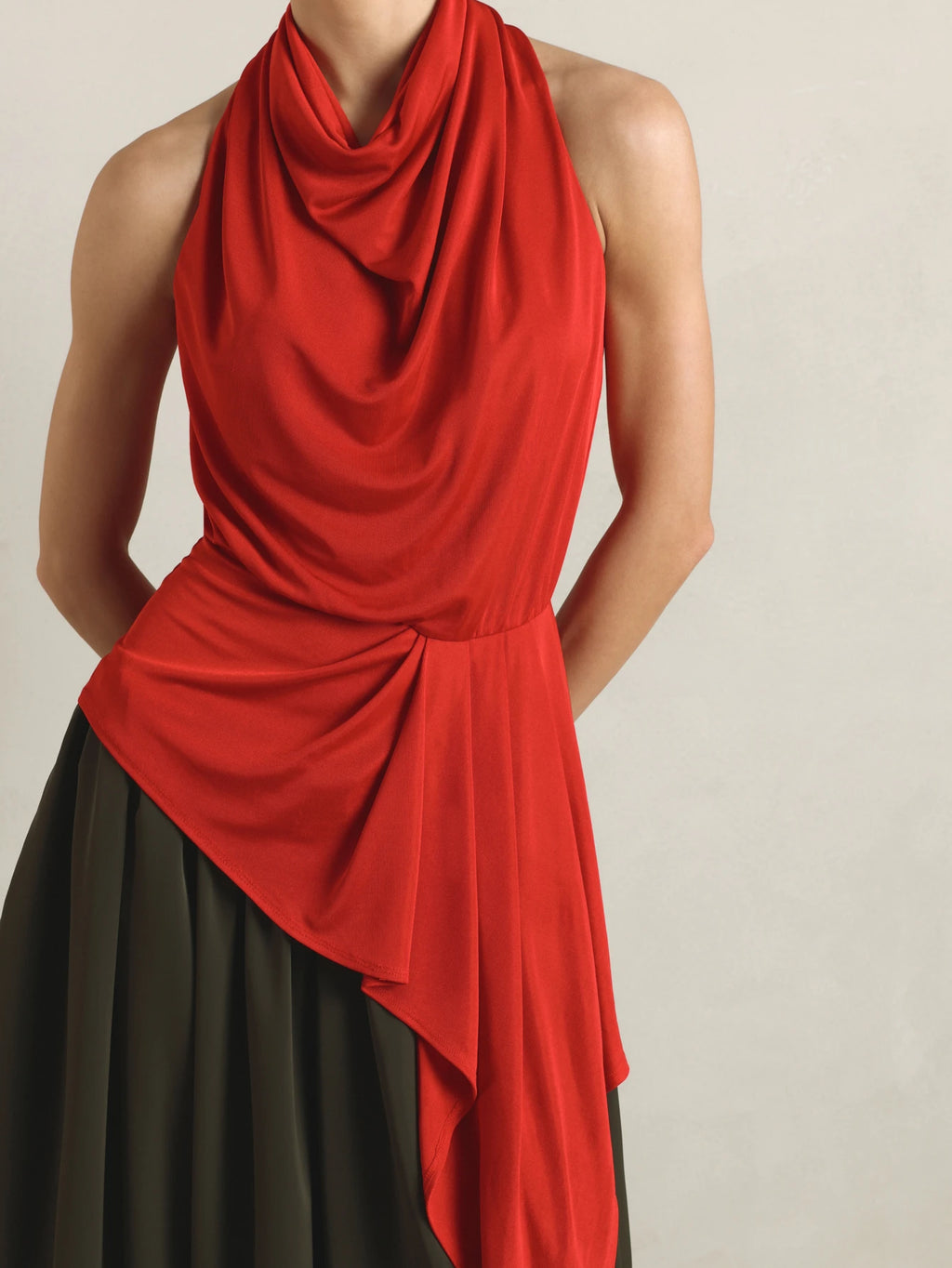 Scarlet Cowl Drape Top
