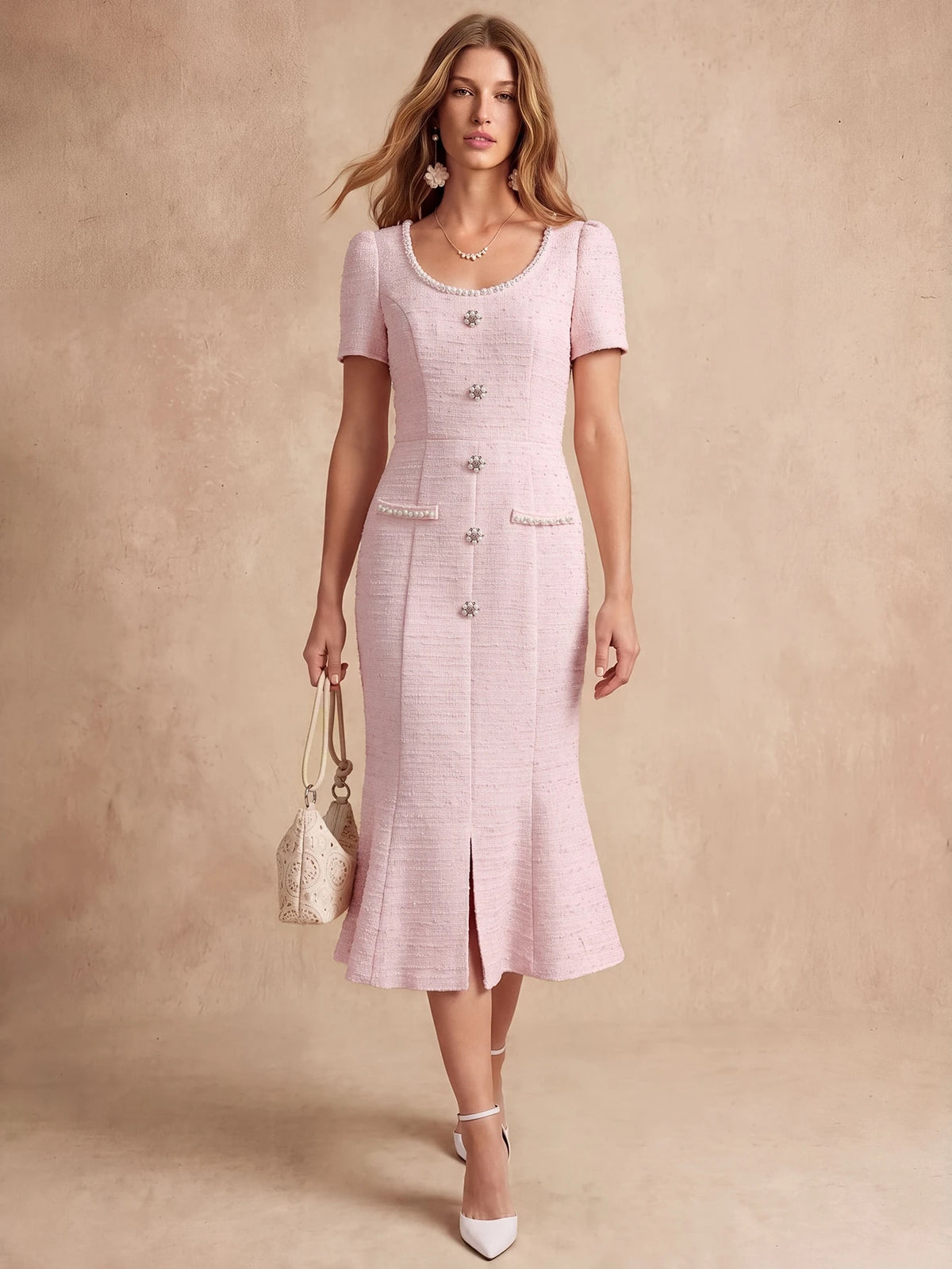 Celestine Pearl Tweed Dress
