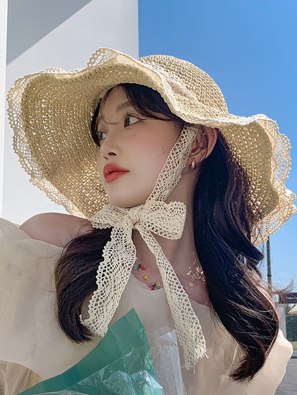 Lace Bow Sun Hat