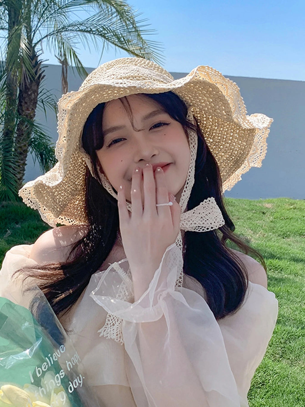 Lace Bow Sun Hat