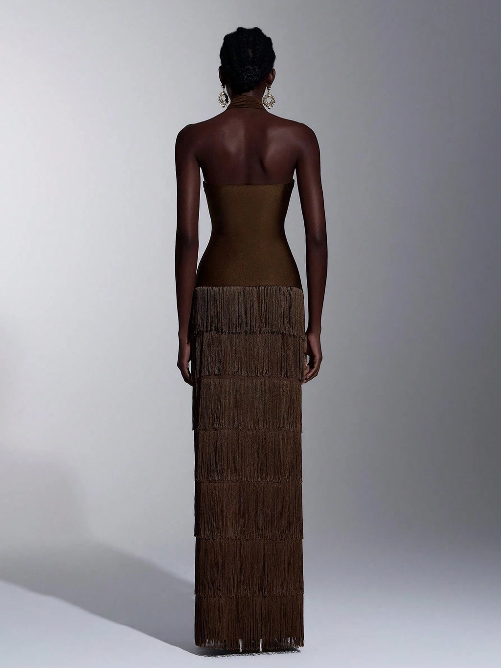 Seraphina Fringe Halter Maxi Dress