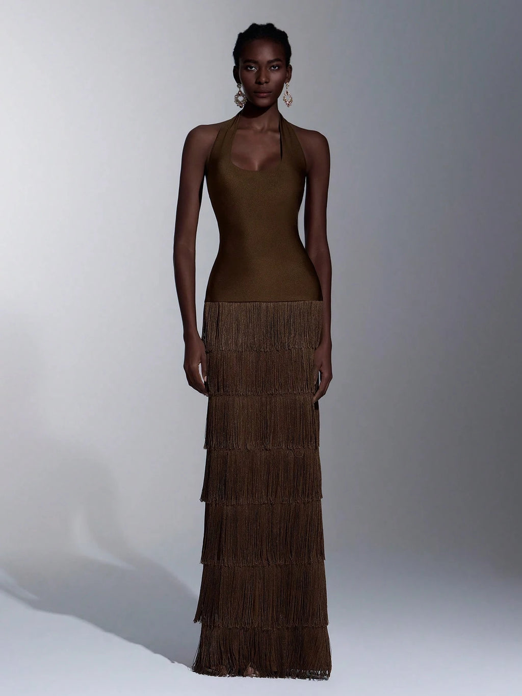 Seraphina Fringe Halter Maxi Dress