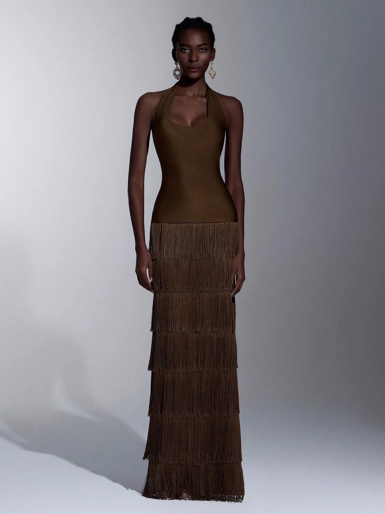 Seraphina Fringe Halter Maxi Dress