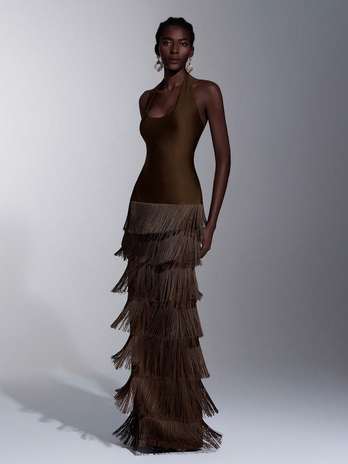 Seraphina Fringe Halter Maxi Dress