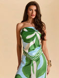 Azure Palm Scarf Top