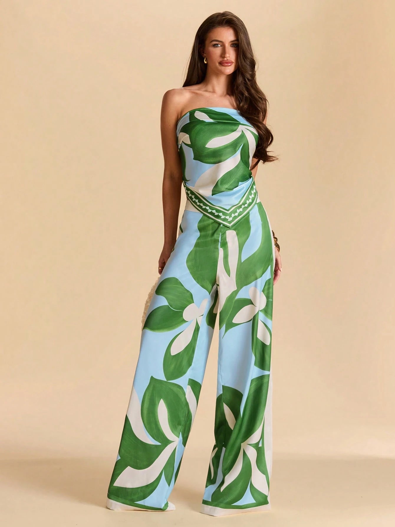 Azure Bloom Wide-Leg Pants