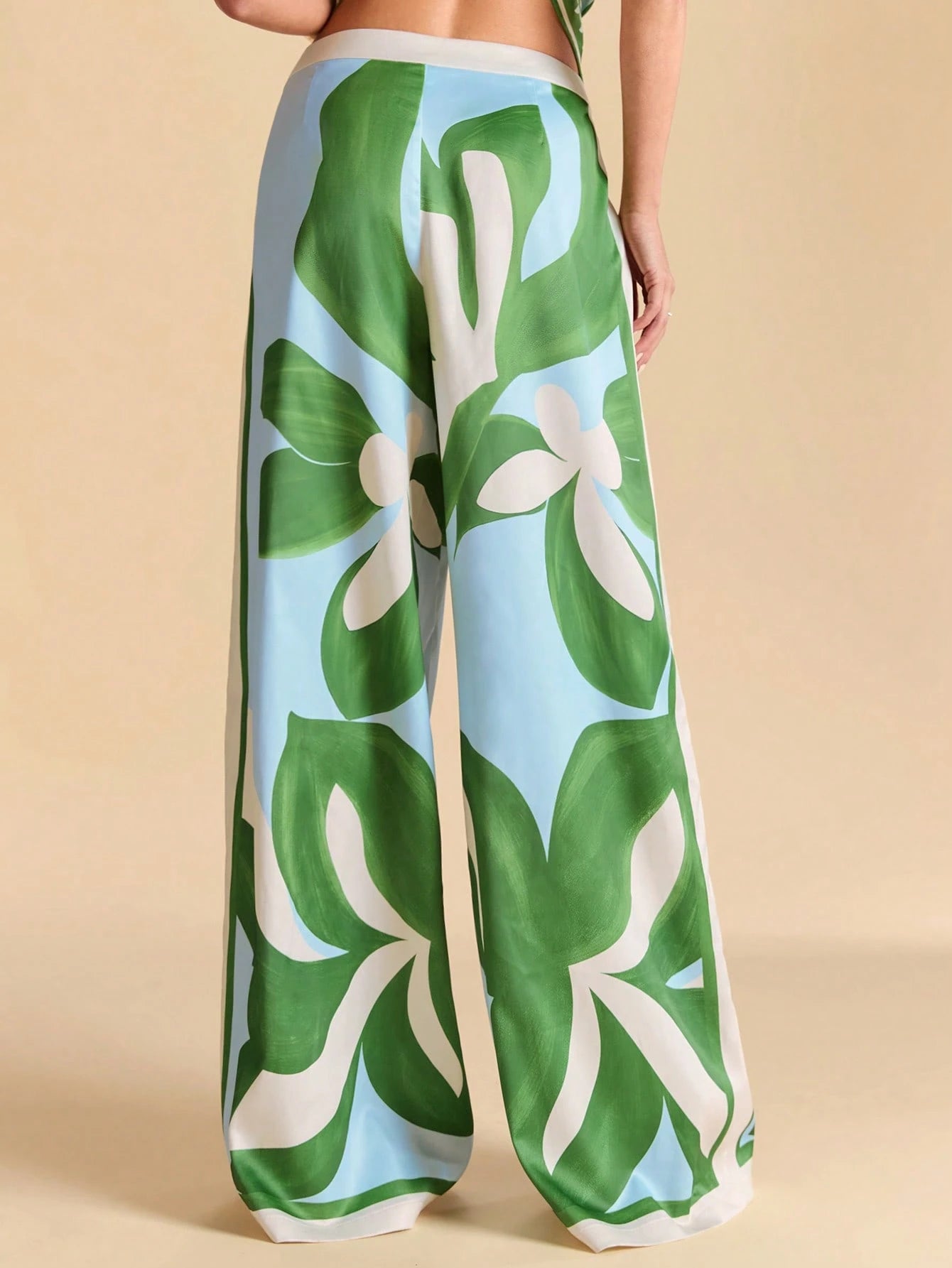 Azure Bloom Wide-Leg Pants