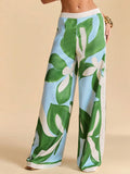 Azure Bloom Wide-Leg Pants