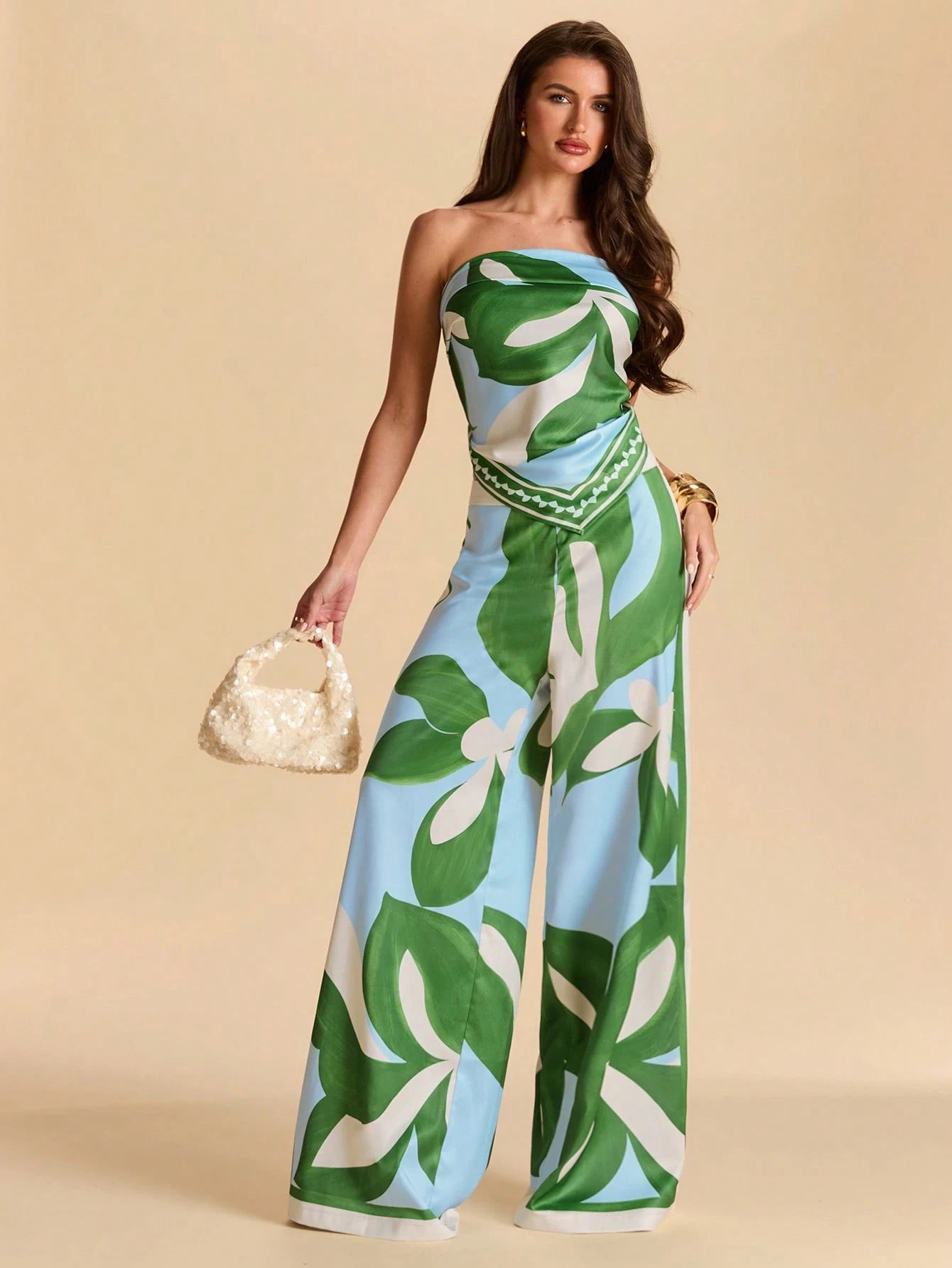 Azure Bloom Wide-Leg Pants