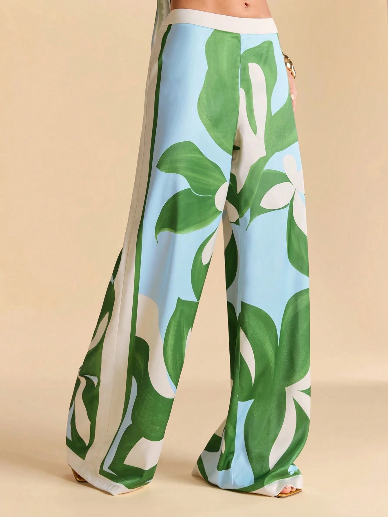 Azure Bloom Wide-Leg Pants