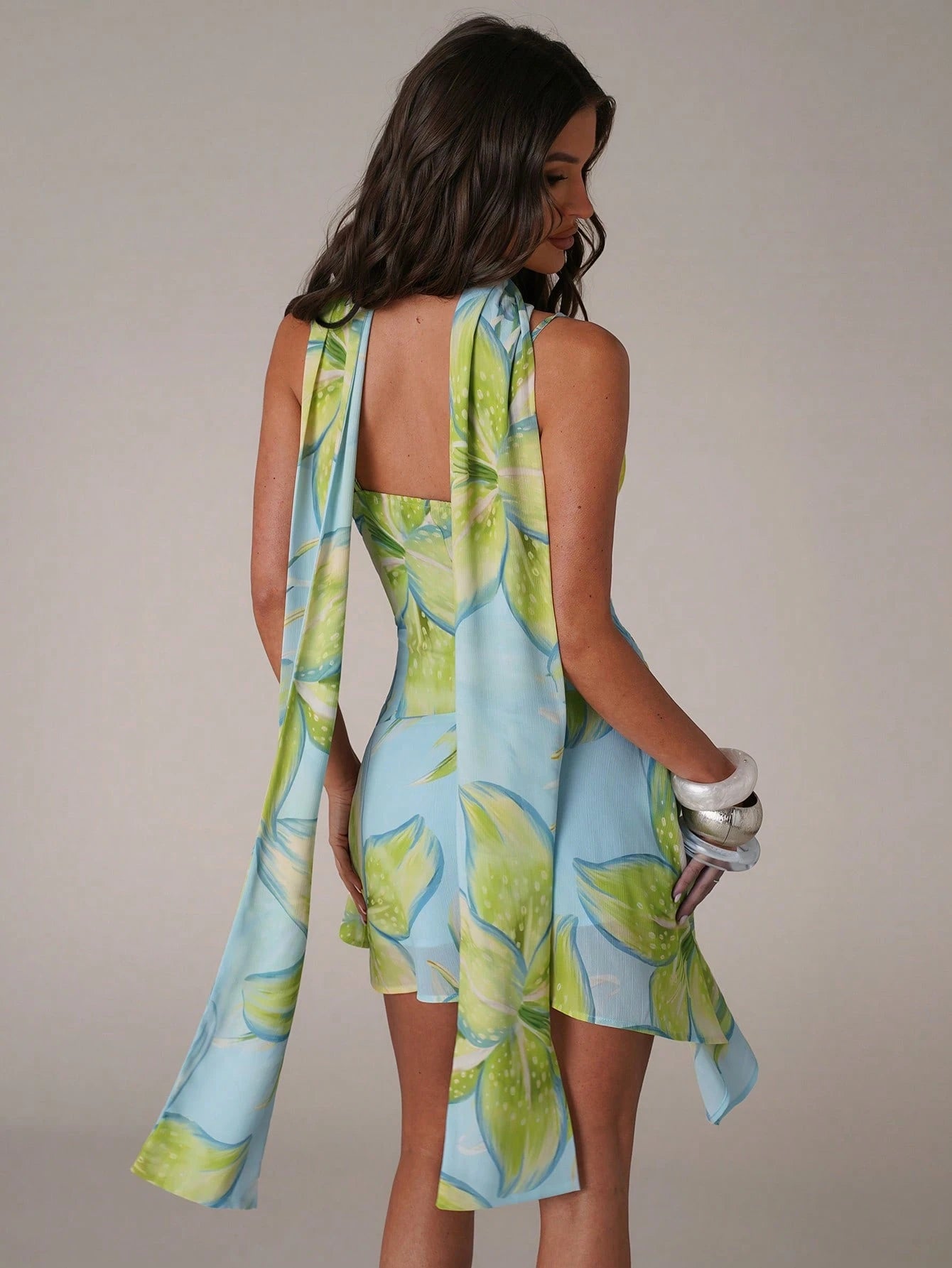 Azure Lily Scarf Mini Dress