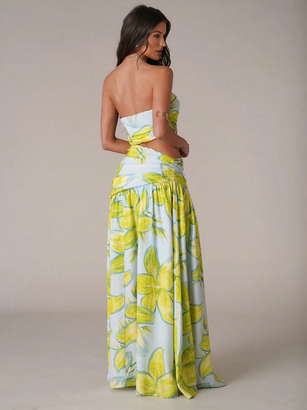 Azure Bloom Cut-Out Maxi Dress