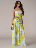 Azure Bloom Cut-Out Maxi Dress
