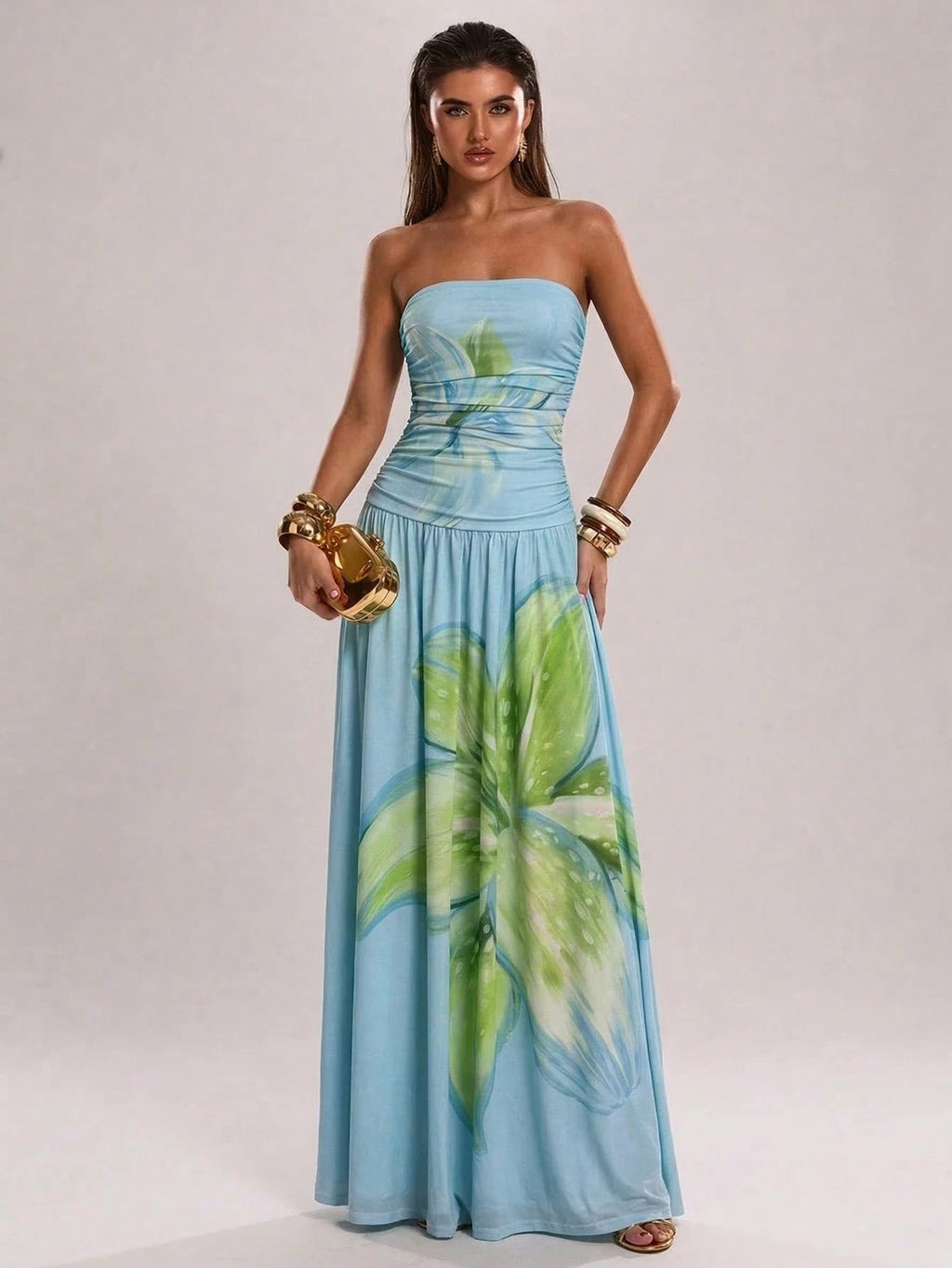 Azure Bloom Maxi Dress