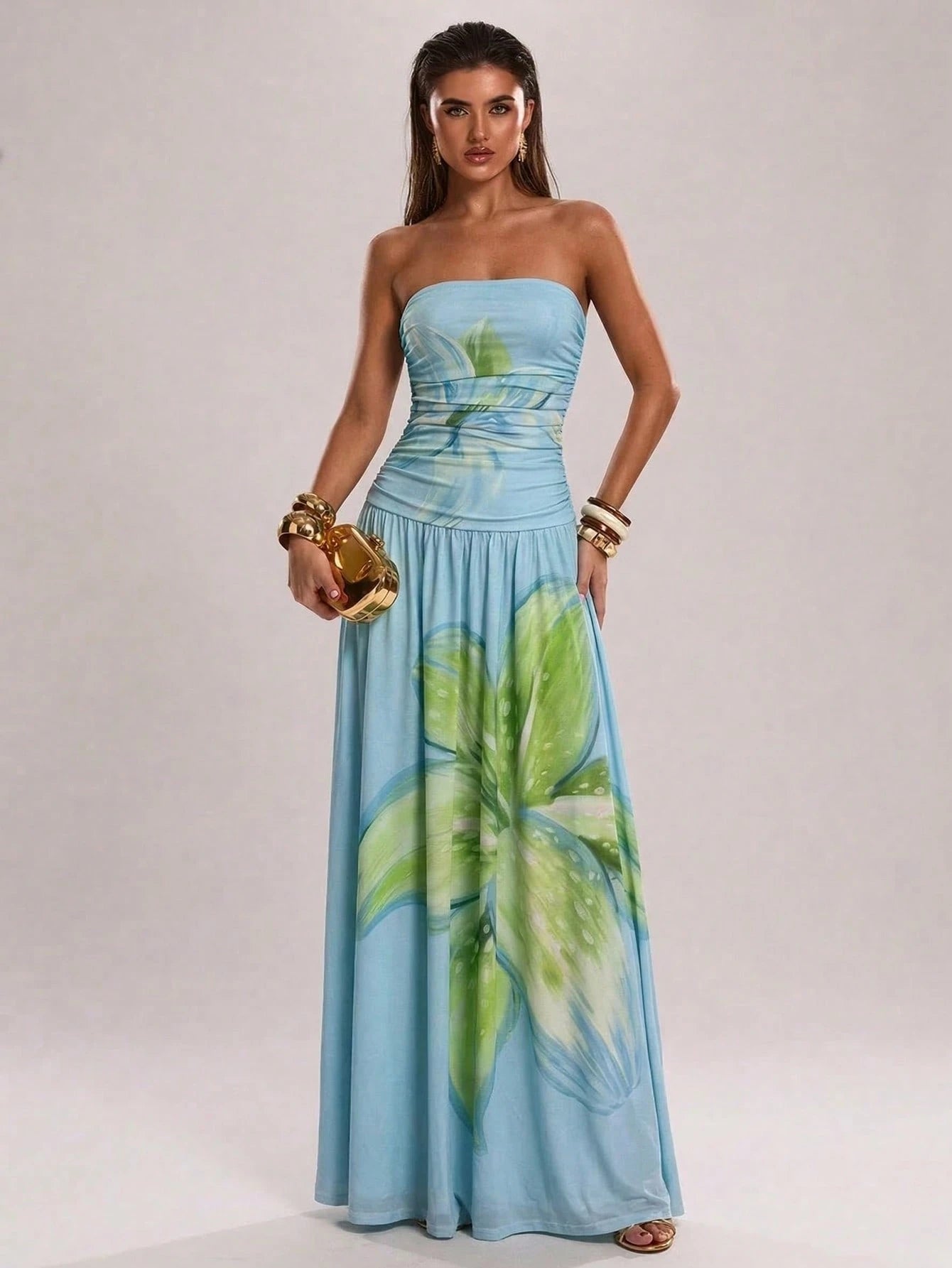 Azure Bloom Maxi Dress
