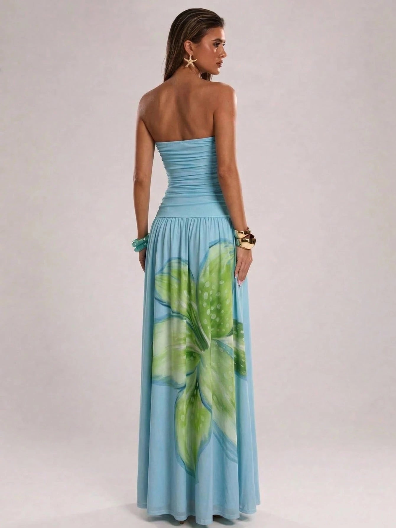 Azure Bloom Maxi Dress