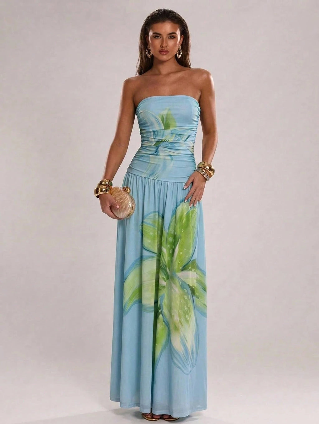 Azure Bloom Maxi Dress