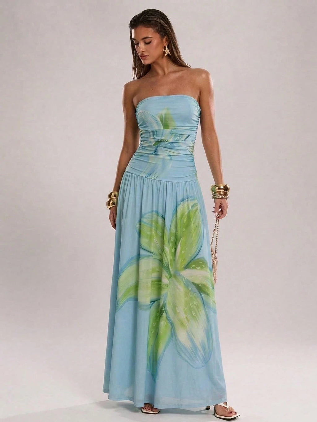Azure Bloom Maxi Dress