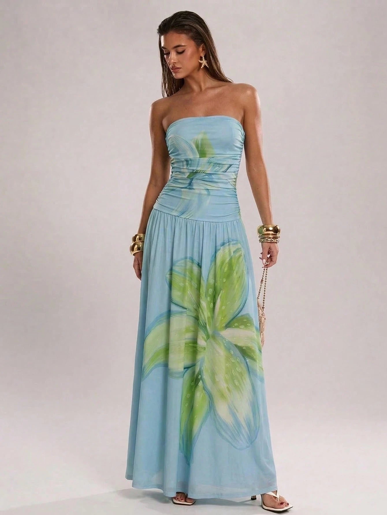 Azure Bloom Maxi Dress
