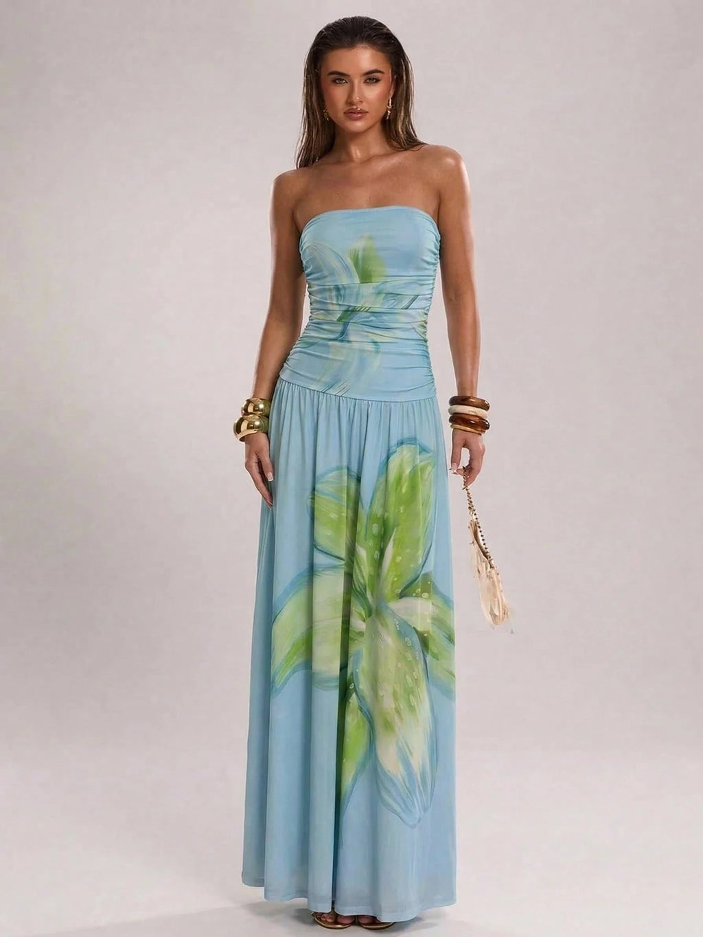 Azure Bloom Maxi Dress