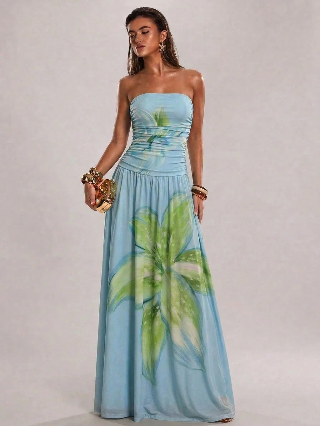 Azure Bloom Maxi Dress