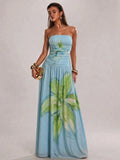 Azure Bloom Maxi Dress