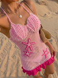Pearl Starfish Crochet Mesh Cover-Up Dress