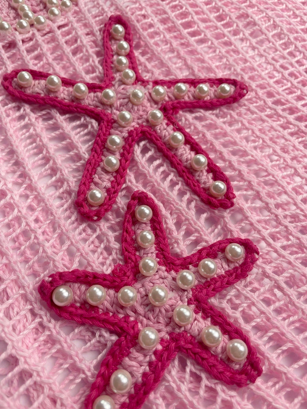 Pearl Starfish Crochet Mesh Cover-Up Dress