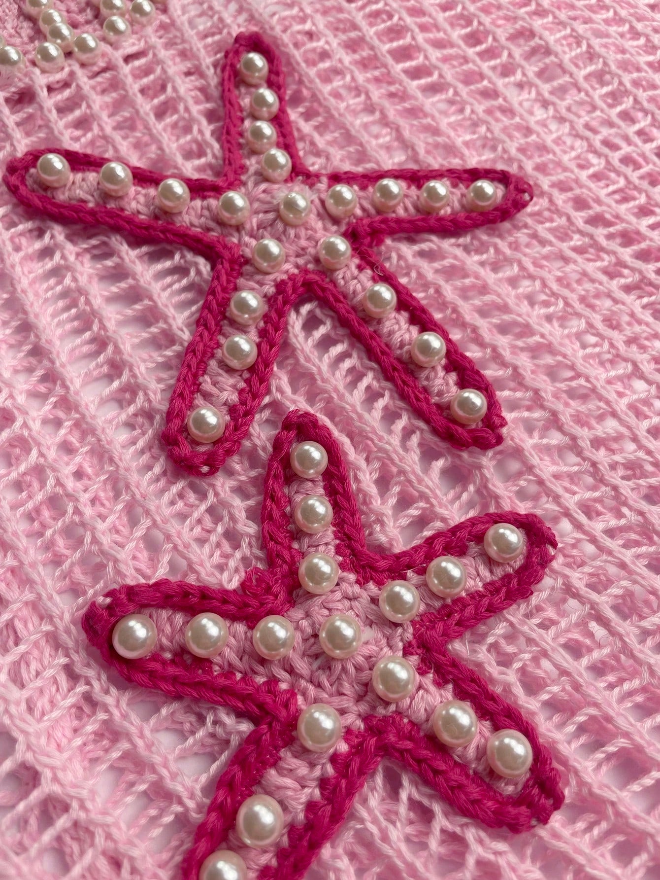 Pearl Starfish Crochet Mesh Cover-Up Dress
