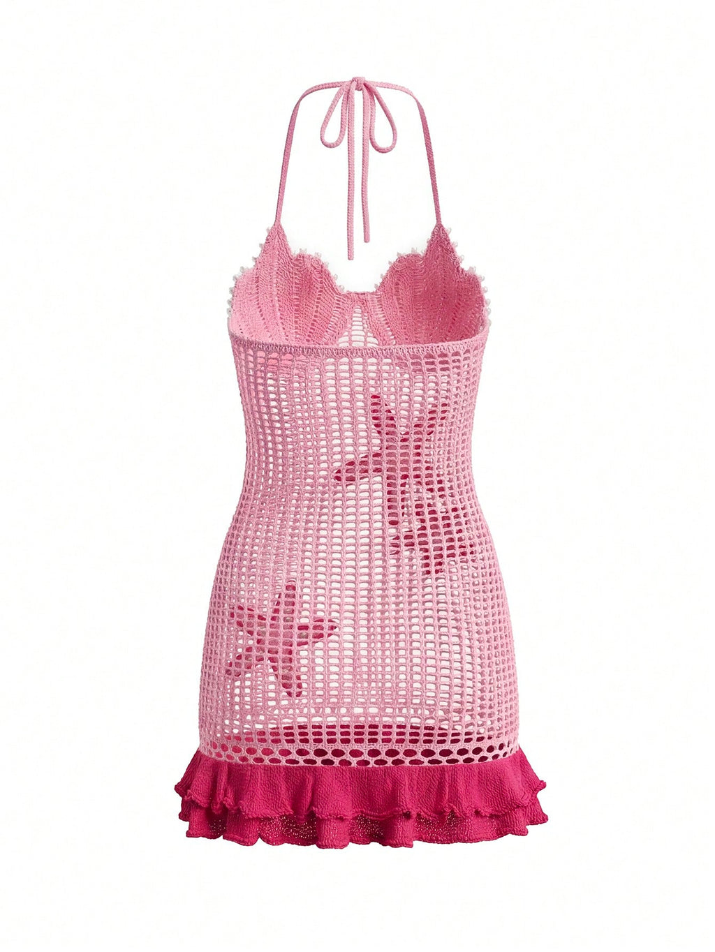 Pearl Starfish Crochet Mesh Cover-Up Dress