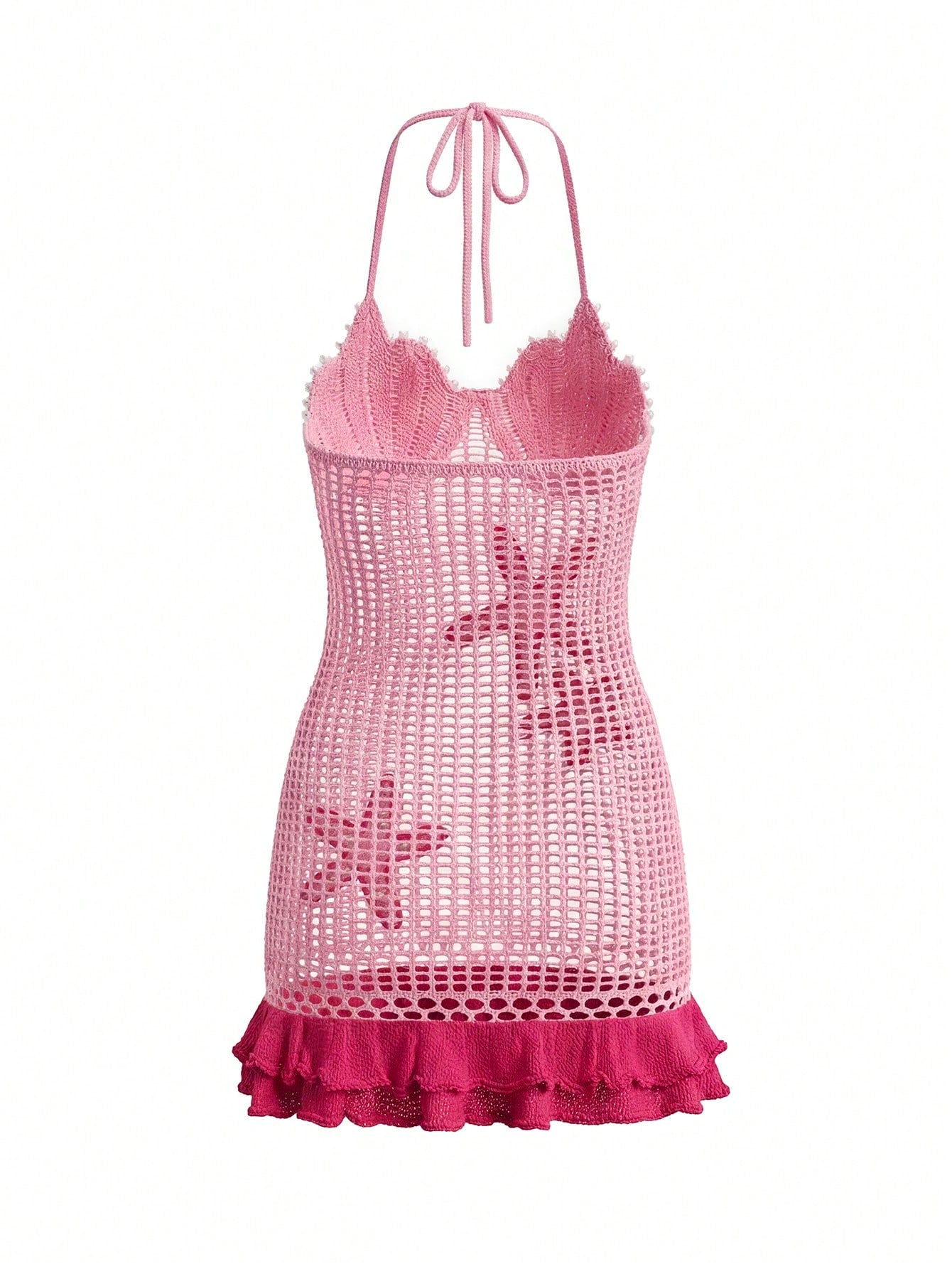 Pearl Starfish Crochet Mesh Cover-Up Dress