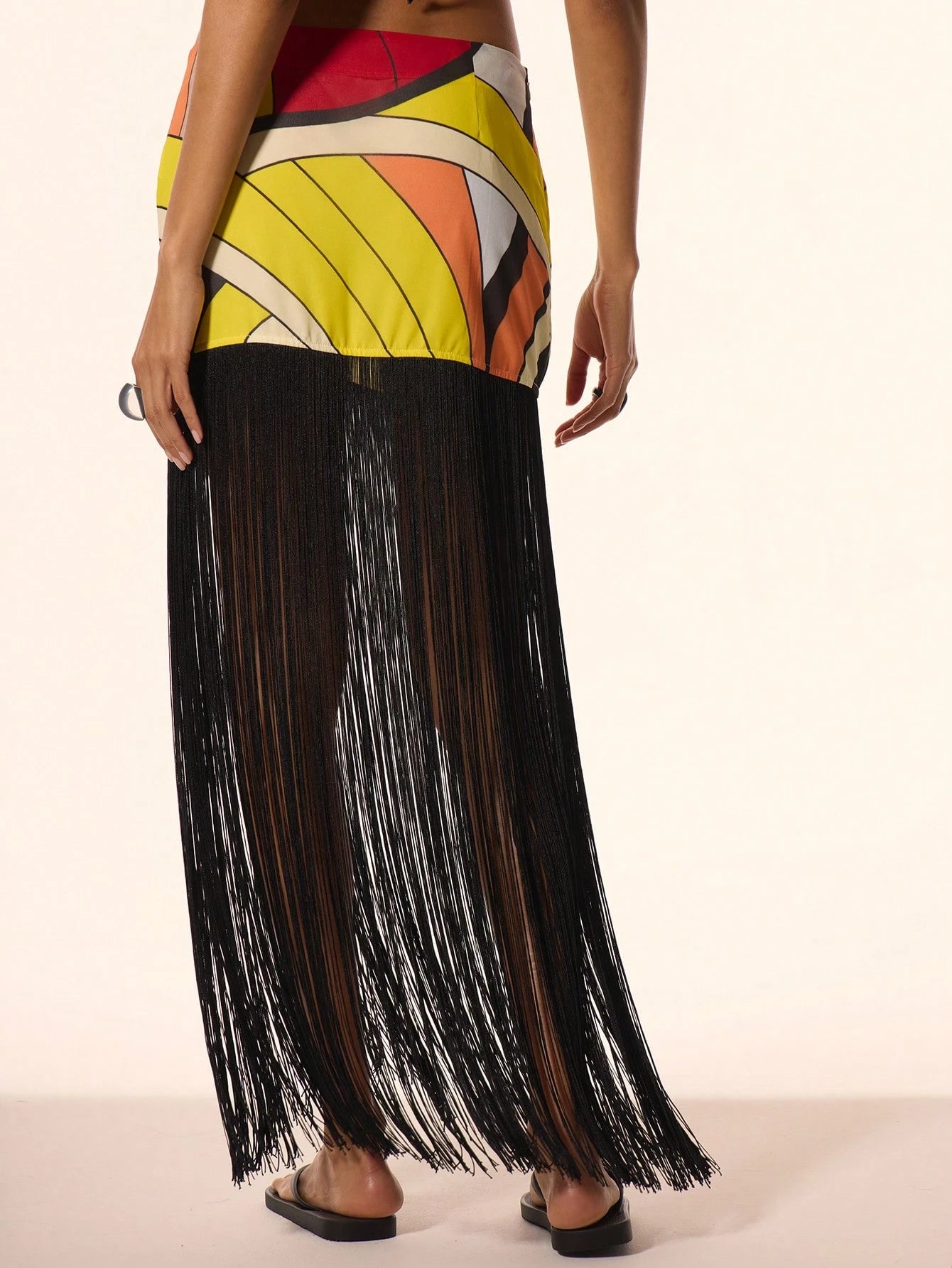 Sunset Mosaic Fringe Skirt