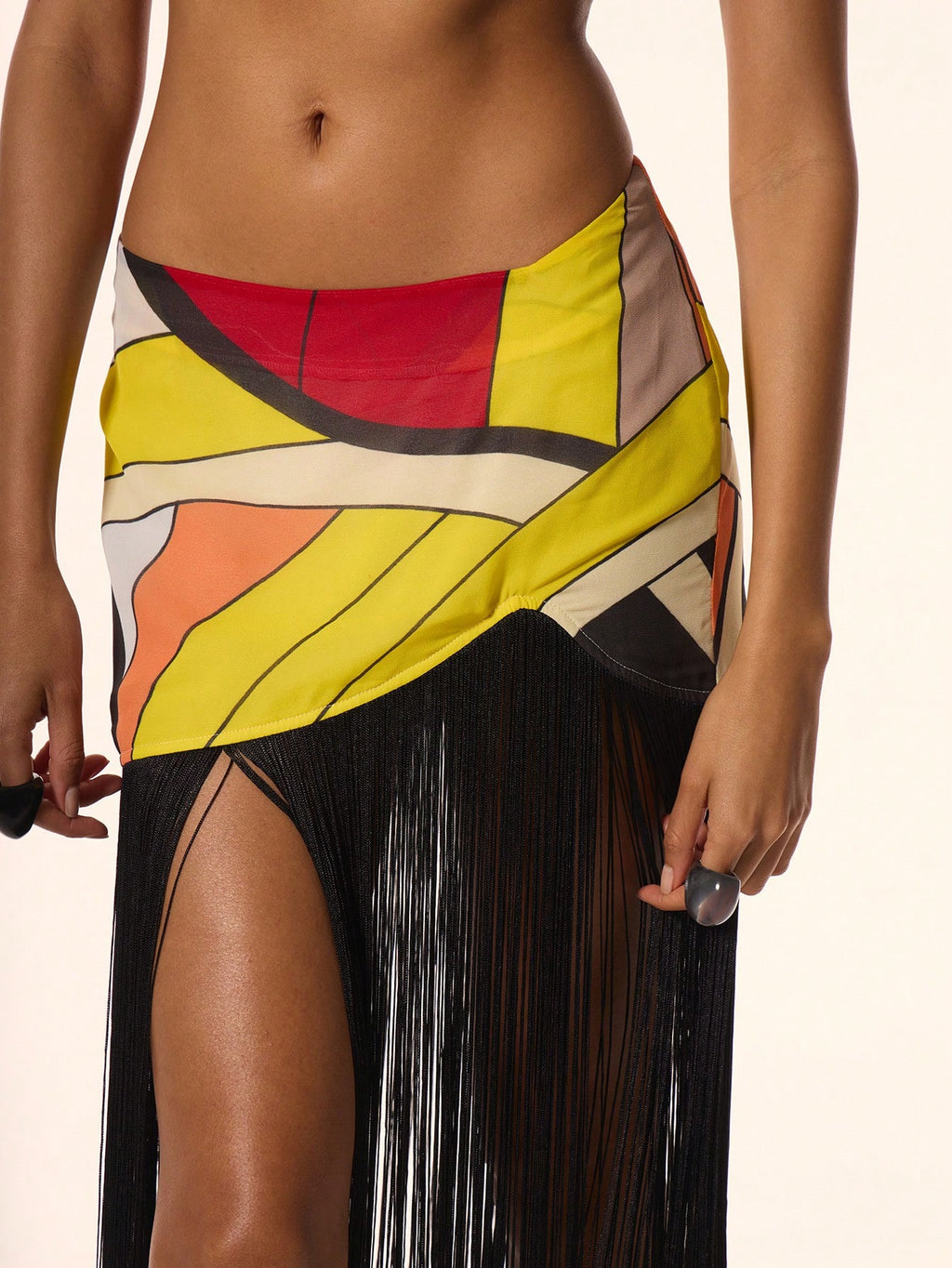 Sunset Mosaic Fringe Skirt