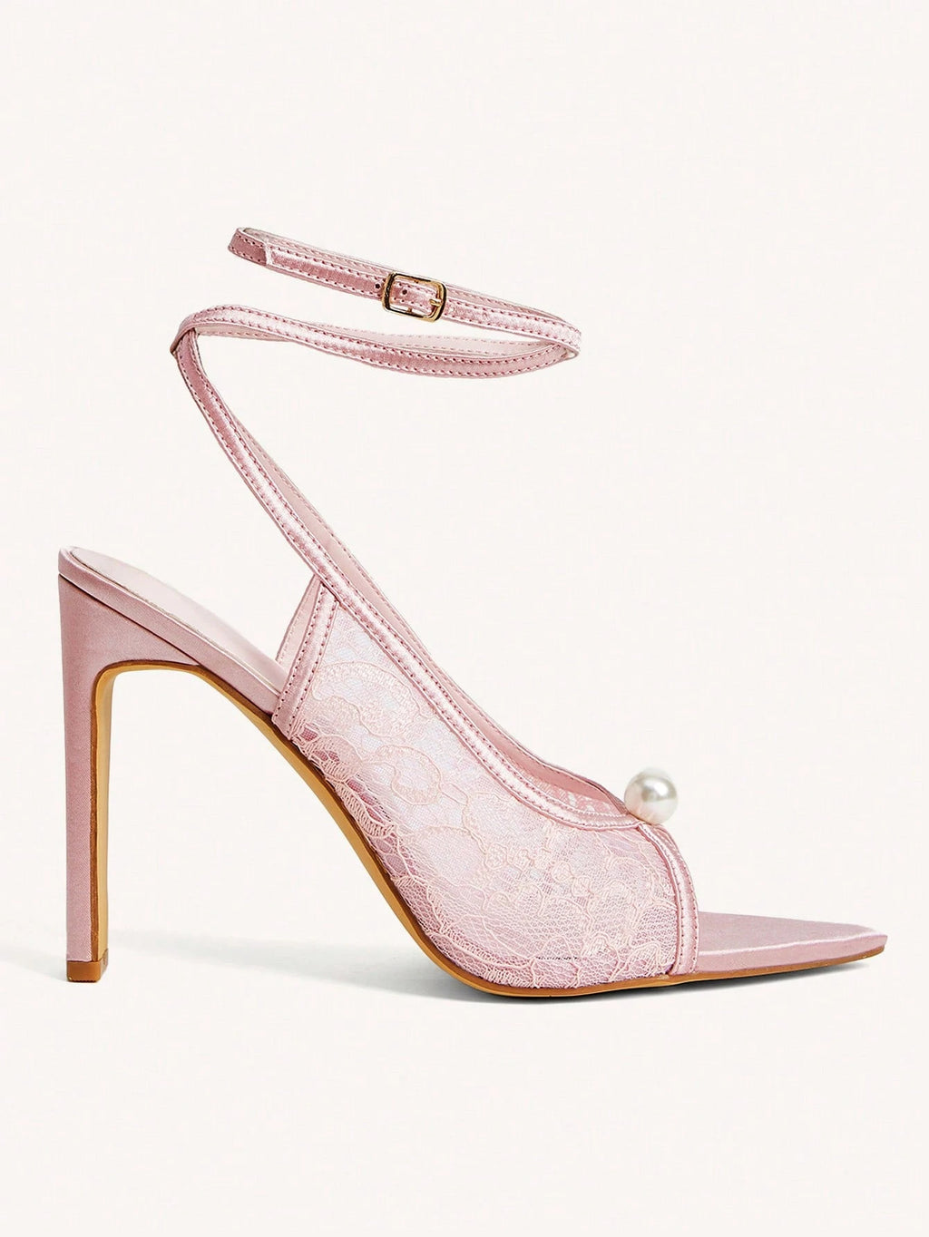 Pearl Lace Strappy Heels