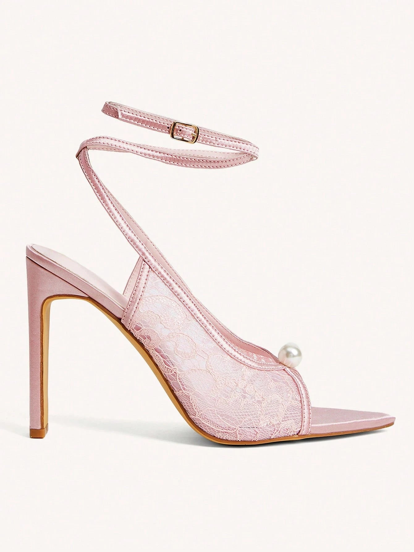 Pearl Lace Strappy Heels