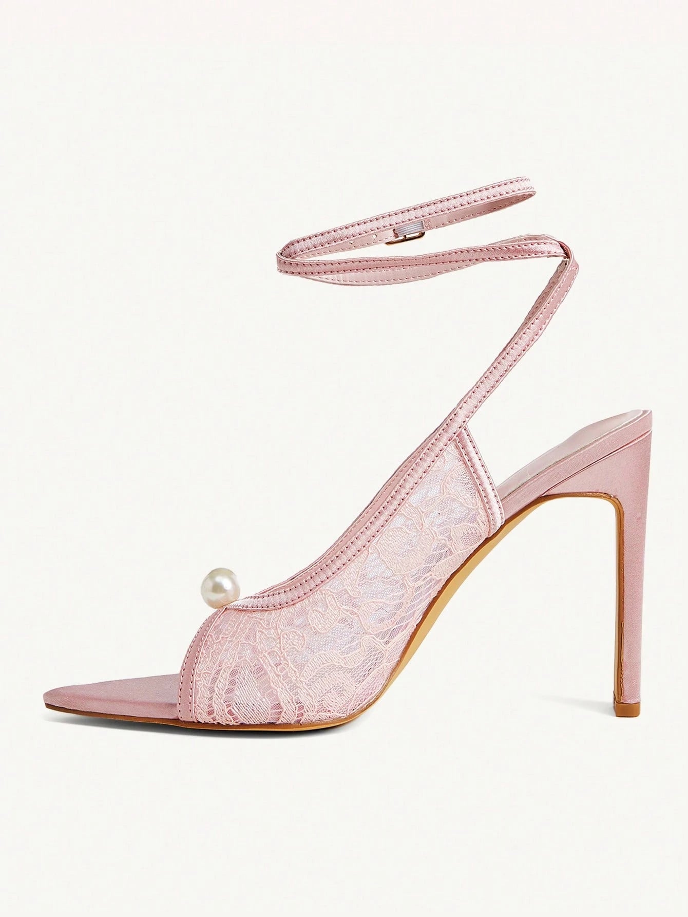 Pearl Lace Strappy Heels