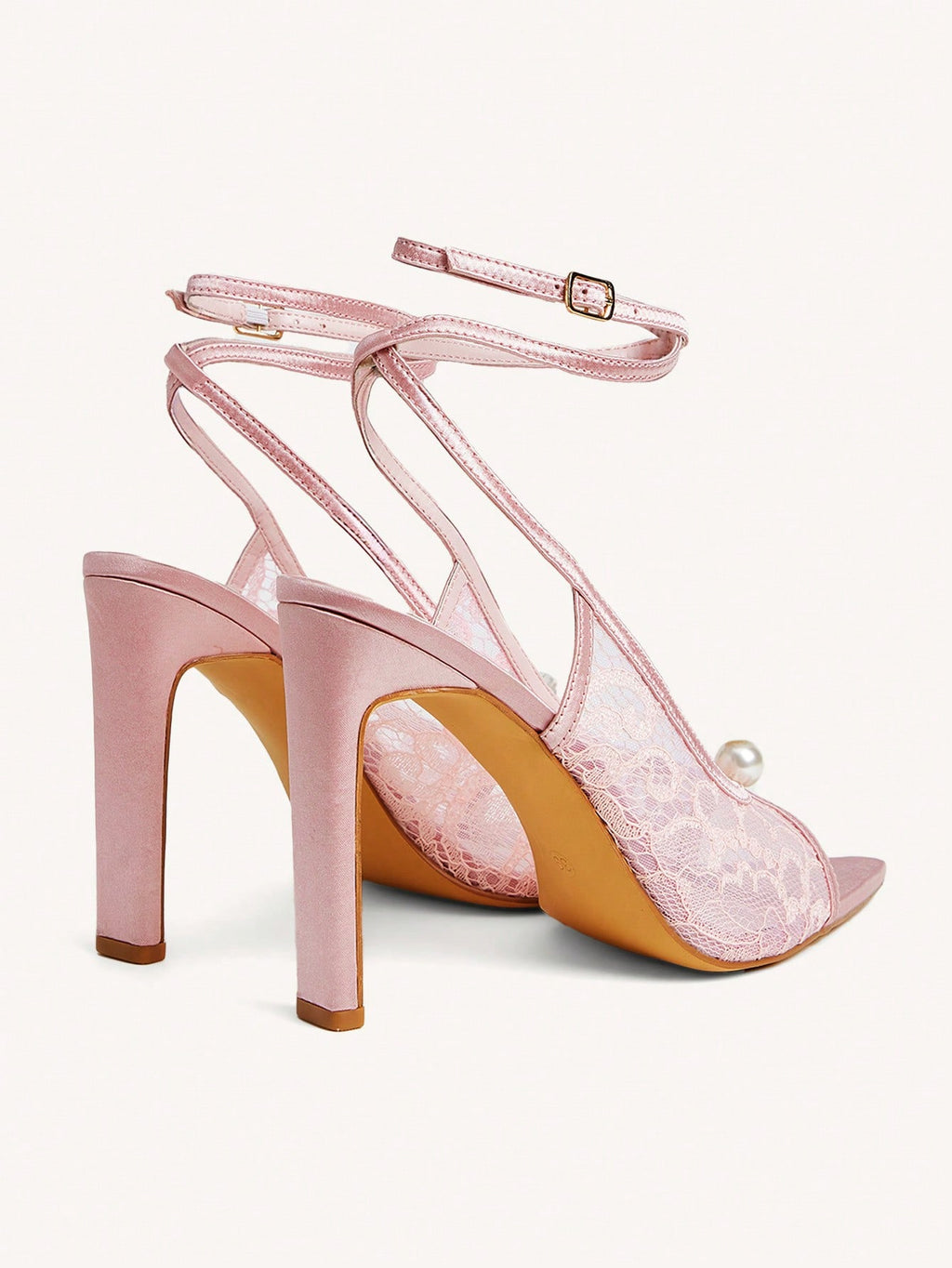 Pearl Lace Strappy Heels