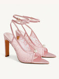 Pearl Lace Strappy Heels