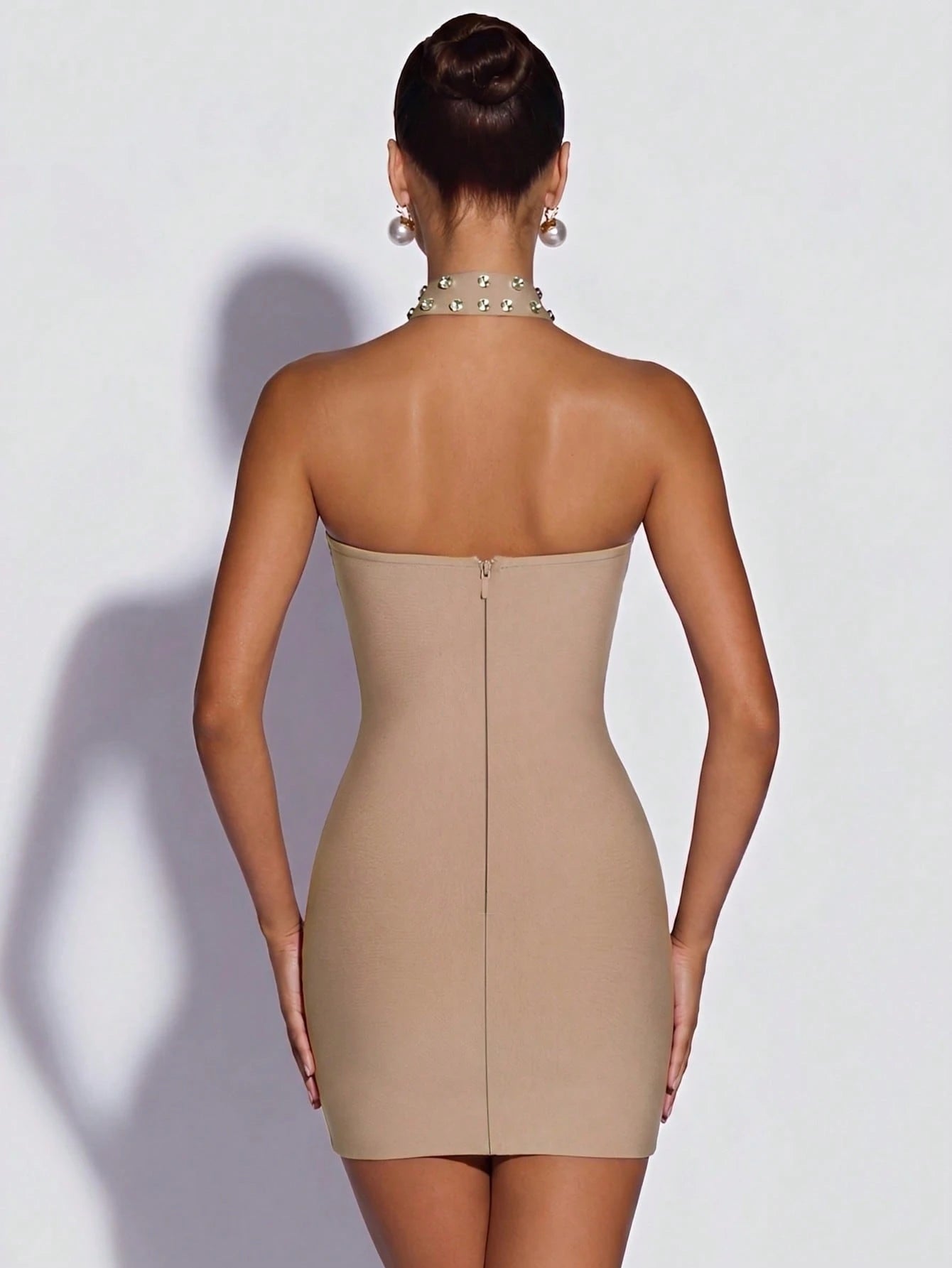 Celeste Crystal Bow Halter Mini Dress
