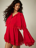 Rouge Lace Trim Mini Dress