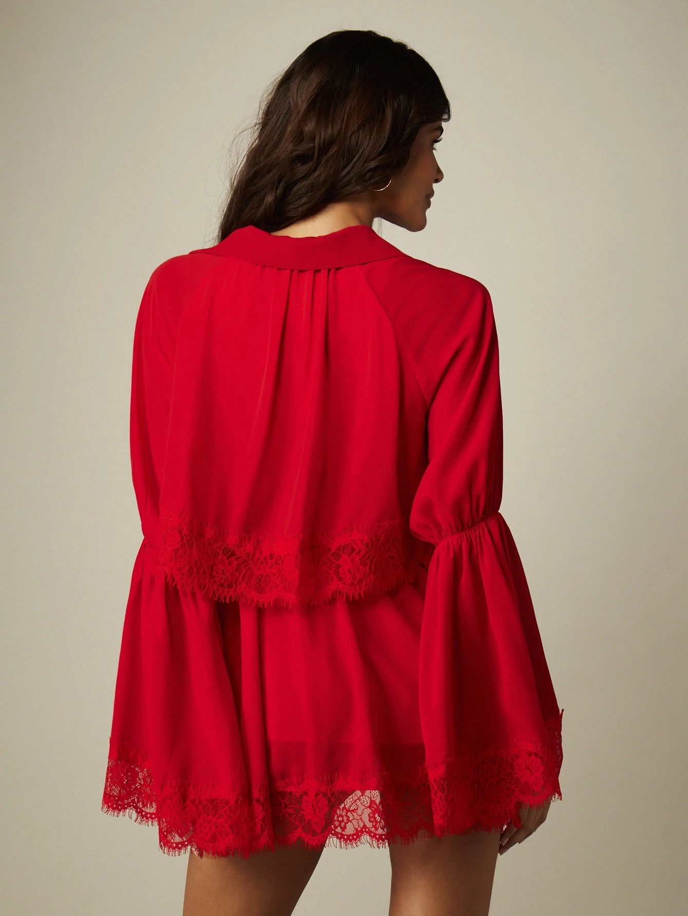 Rouge Lace Trim Mini Dress