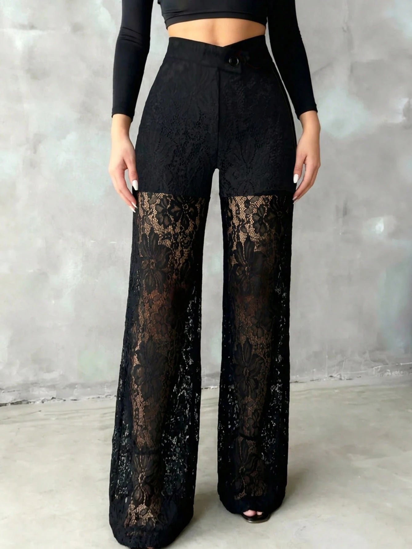 Noir Lace Flare Pants