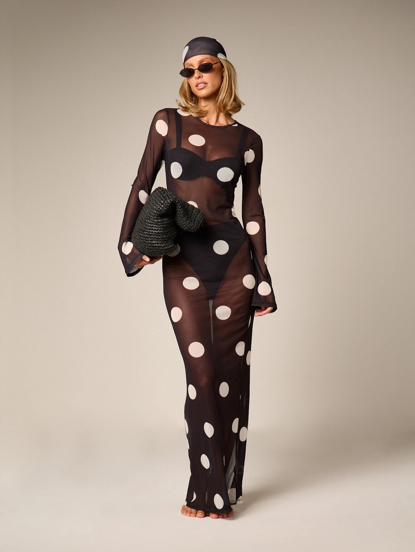 Coastal Polka Mesh Cover-Up