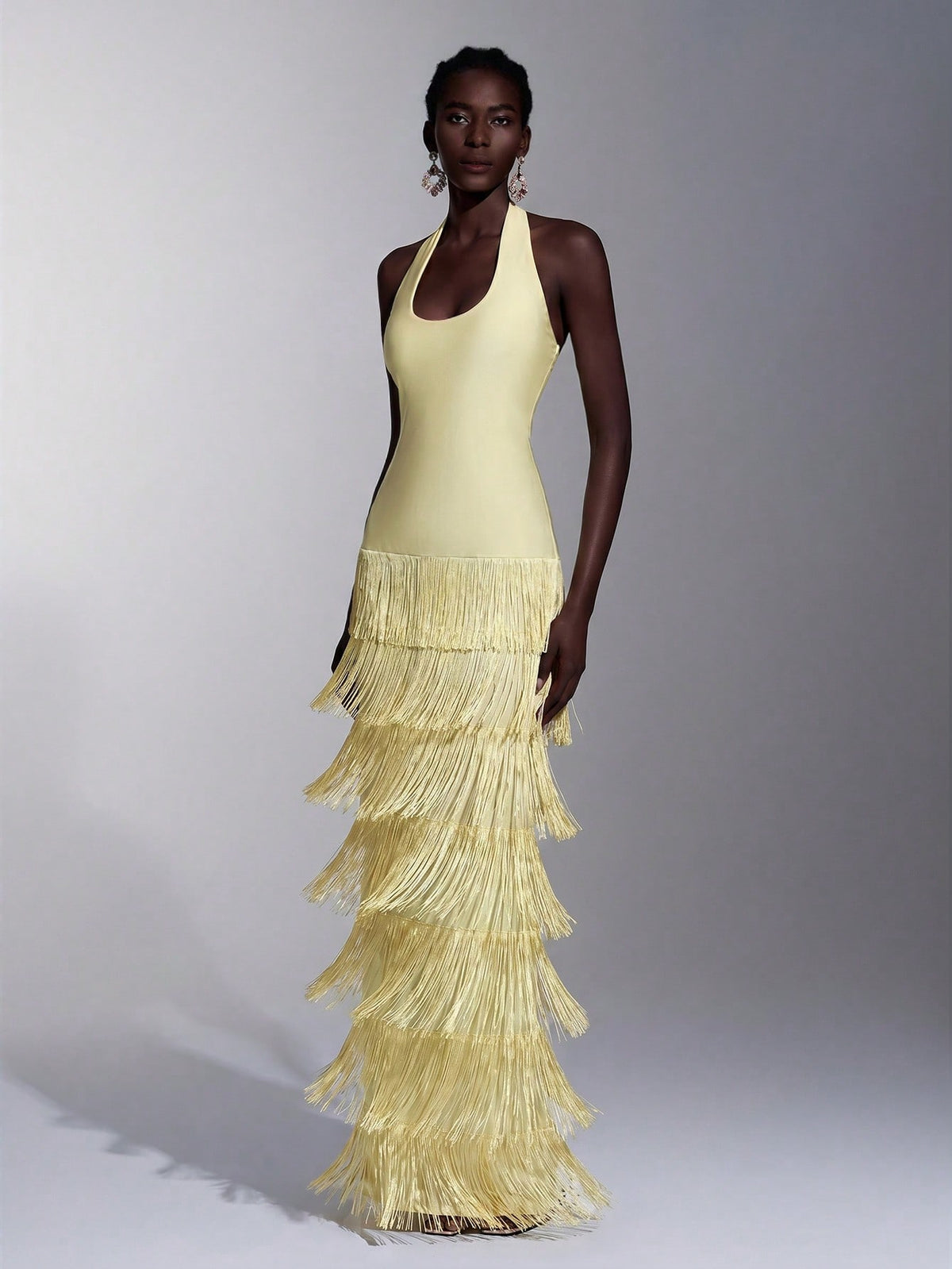 Seraphina Fringe Halter Maxi Dress