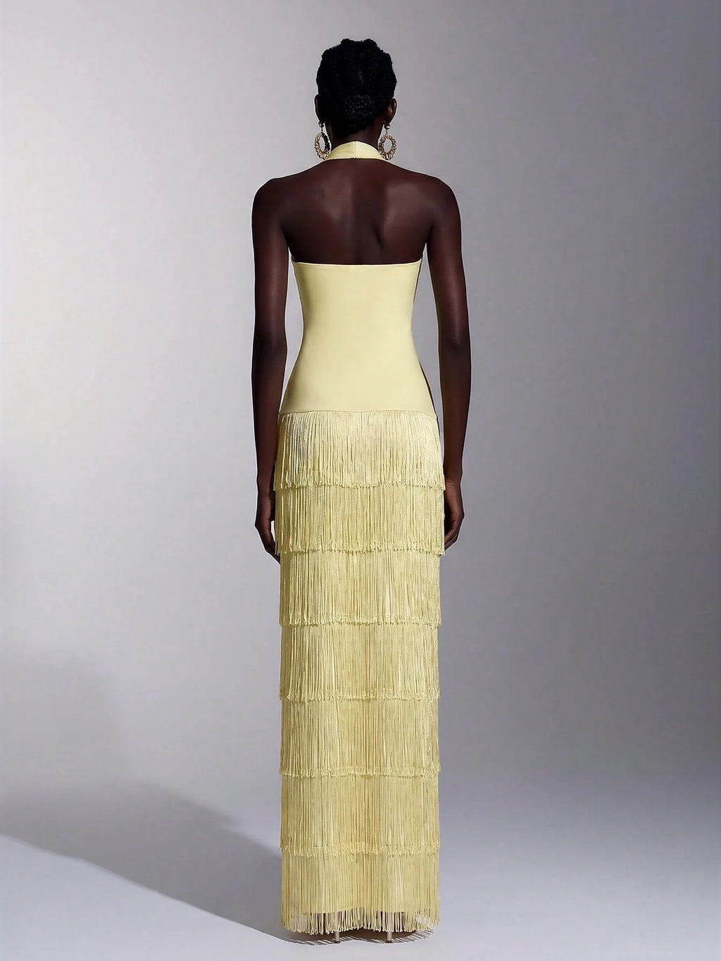 Seraphina Fringe Halter Maxi Dress