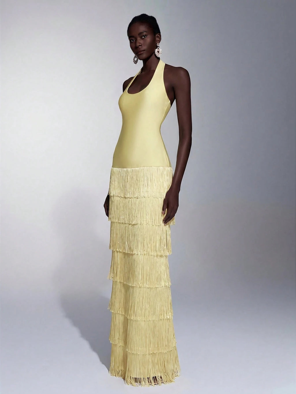 Seraphina Fringe Halter Maxi Dress