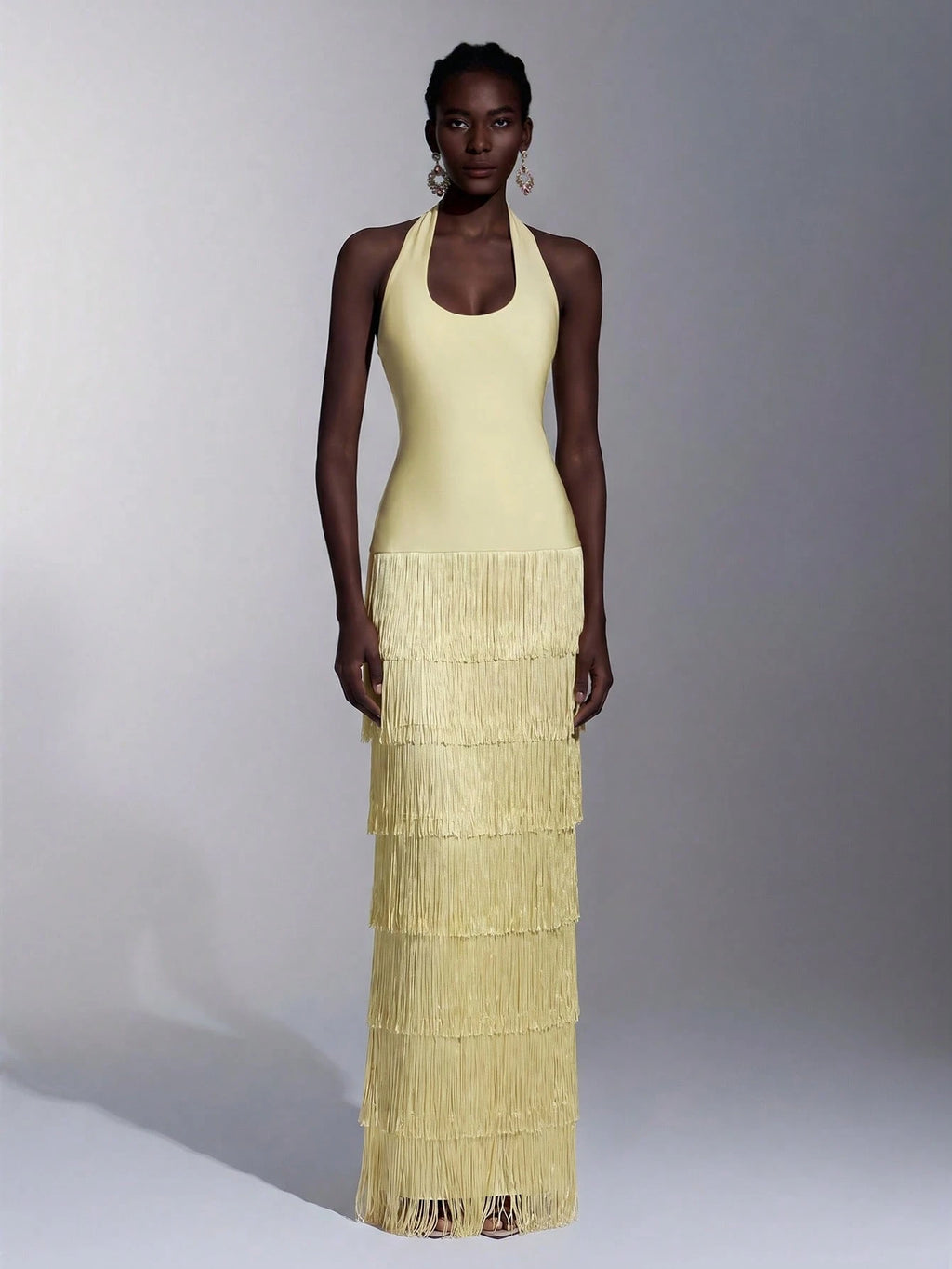 Seraphina Fringe Halter Maxi Dress