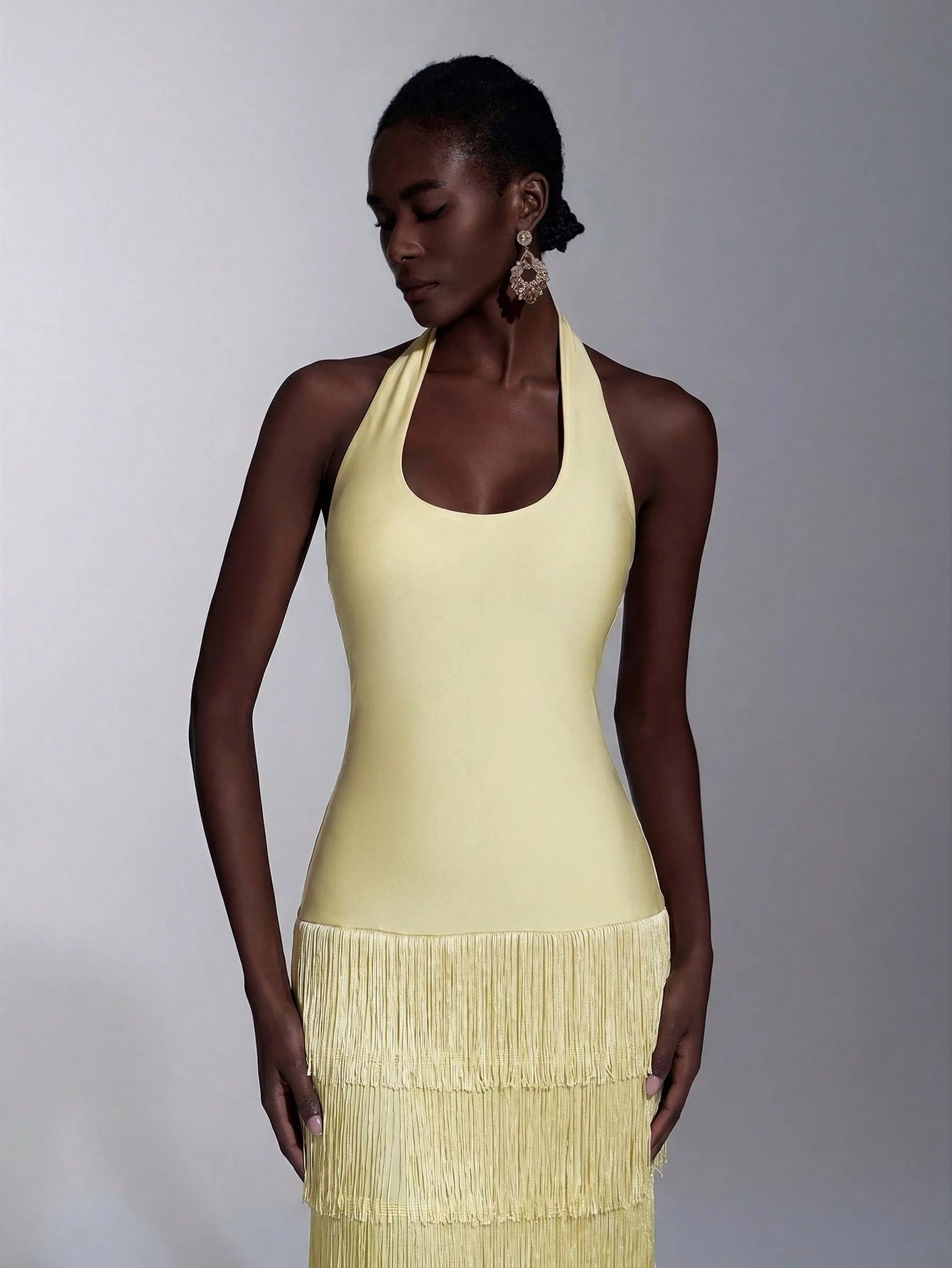 Seraphina Fringe Halter Maxi Dress