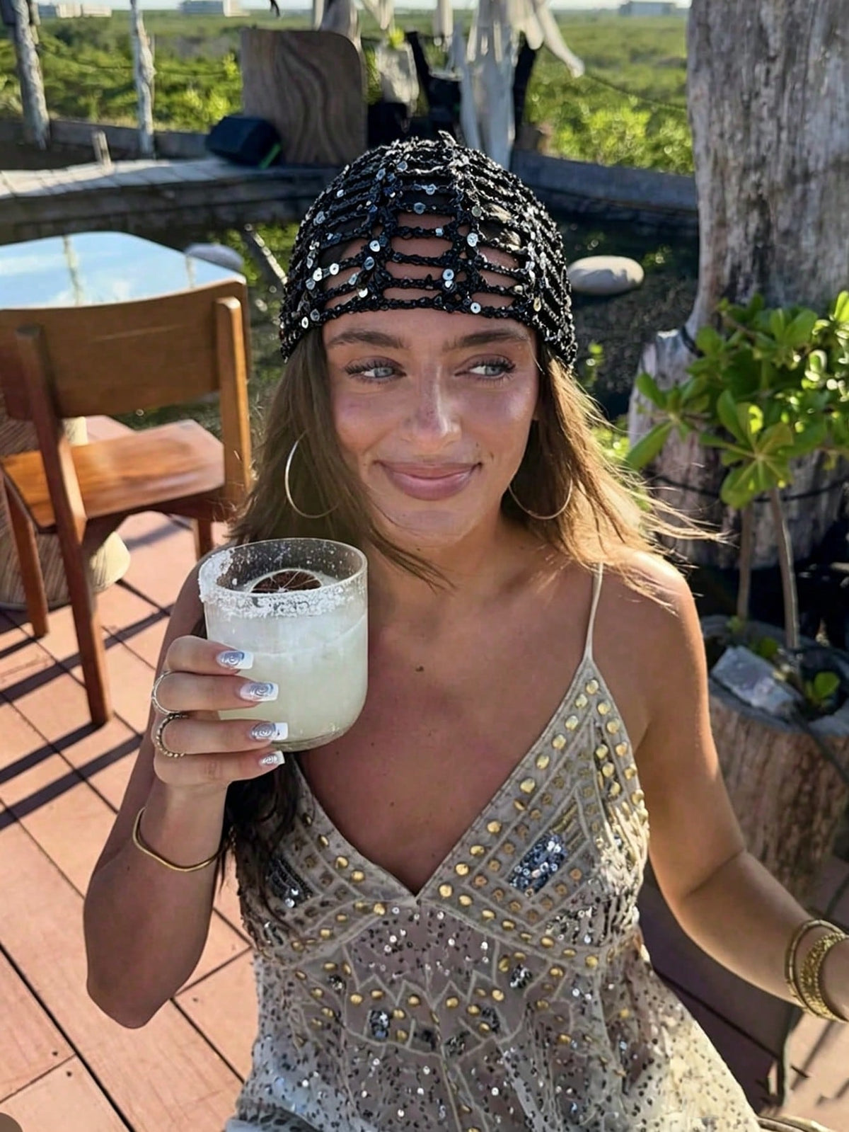 Solé Sequin Crochet Cap