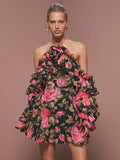 Rosé Ruffle Bloom Mini Dress